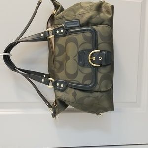 Coach Olive and Black Signature Shoulder Bag